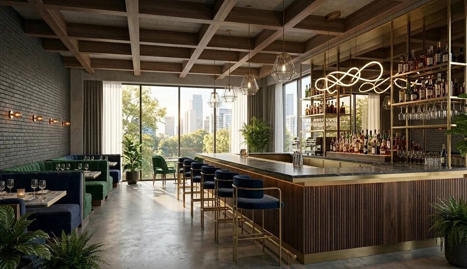 Contemporary coffee shop interior